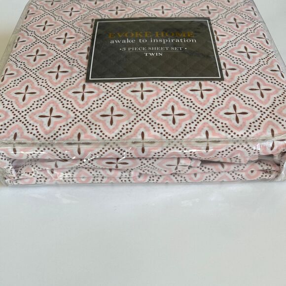 Evoke Home Awake To Inspiration Pink Twin 3 piece Size Sheet Set  Microfiber GEO - Picture 6 of 12